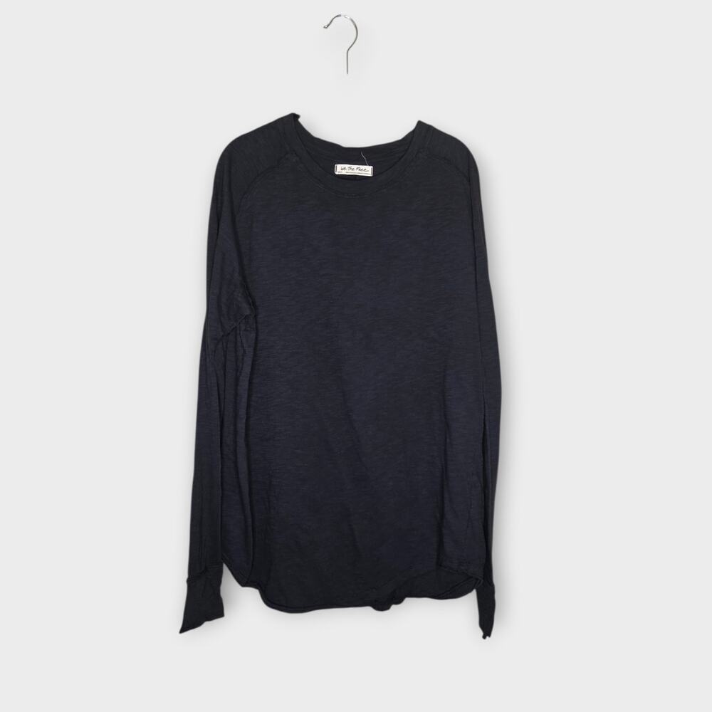 We the Free People Long Sleeve Black Rounded Hem Top Women's Small